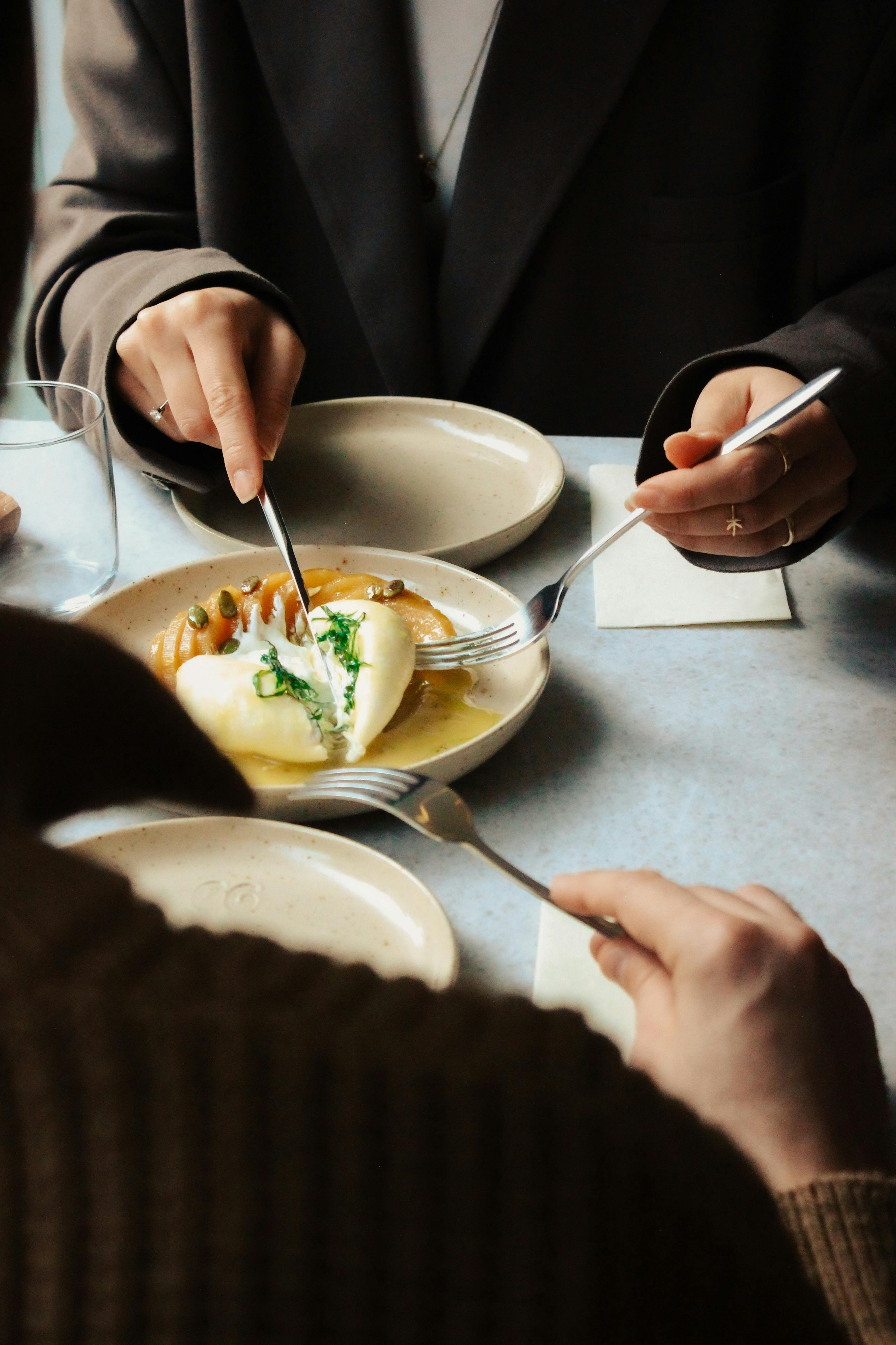 Cafe scene with people dining in