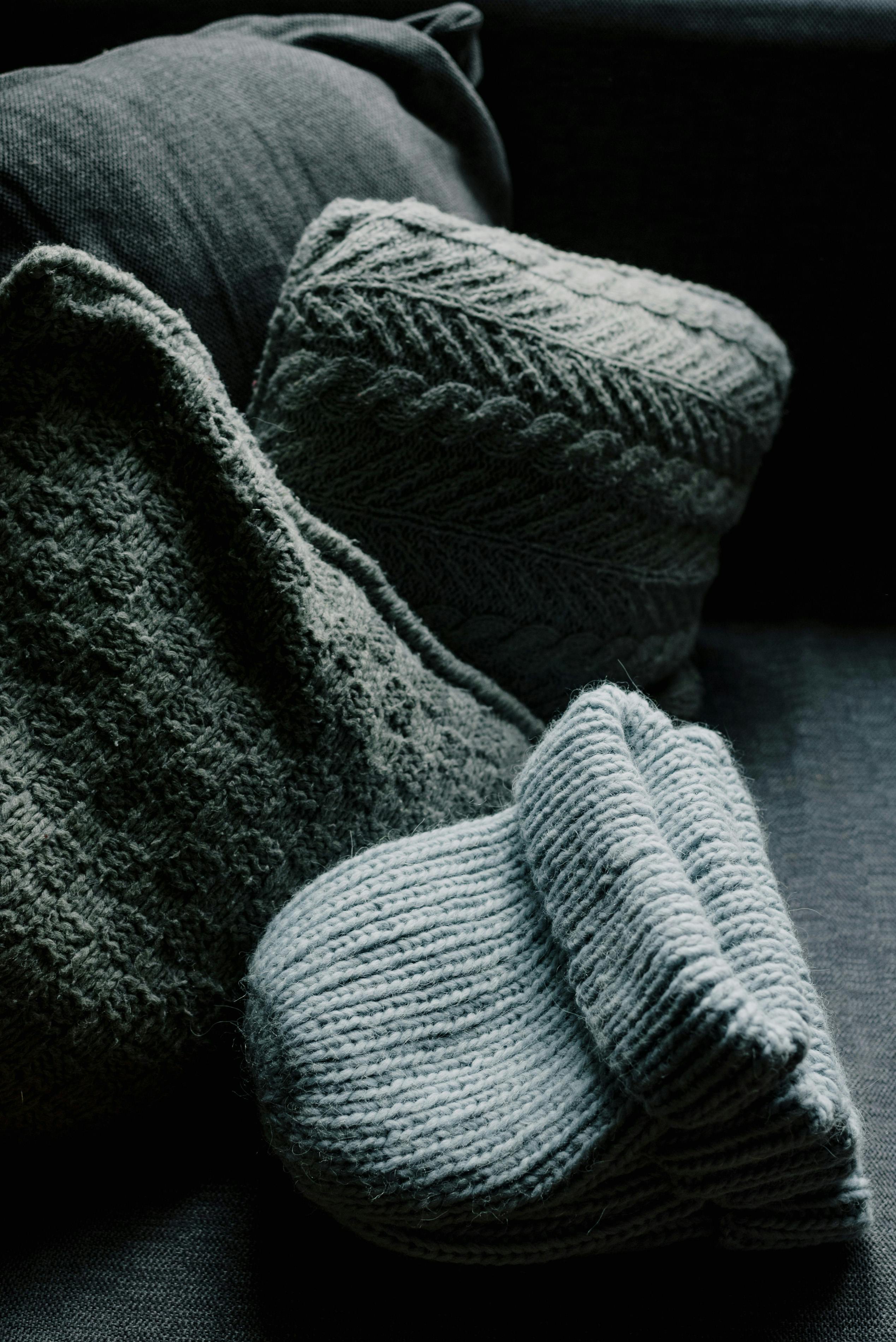 Knitted hats and gloves